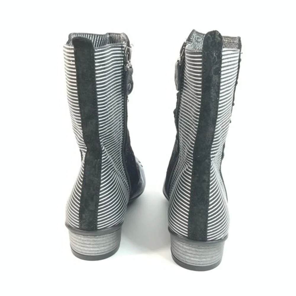 Maciejka Leather Block Heel Mixed Print Bootie 37